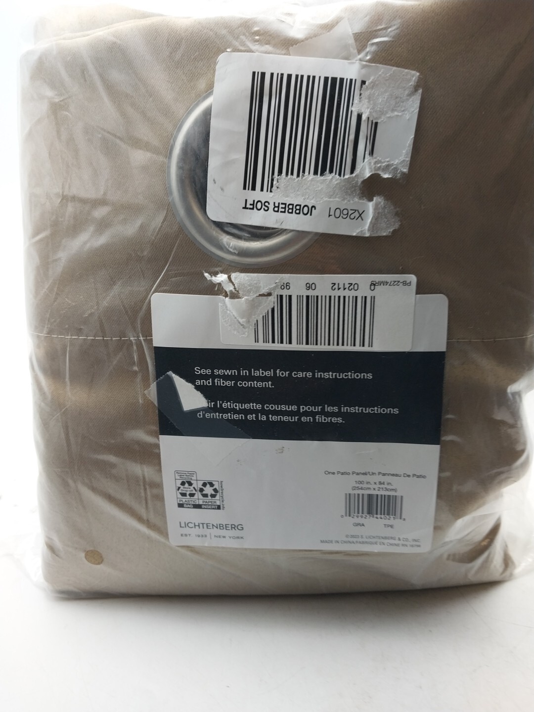 Lichtenberg Patio Panel Curtain 100in W x 84in L Taupe