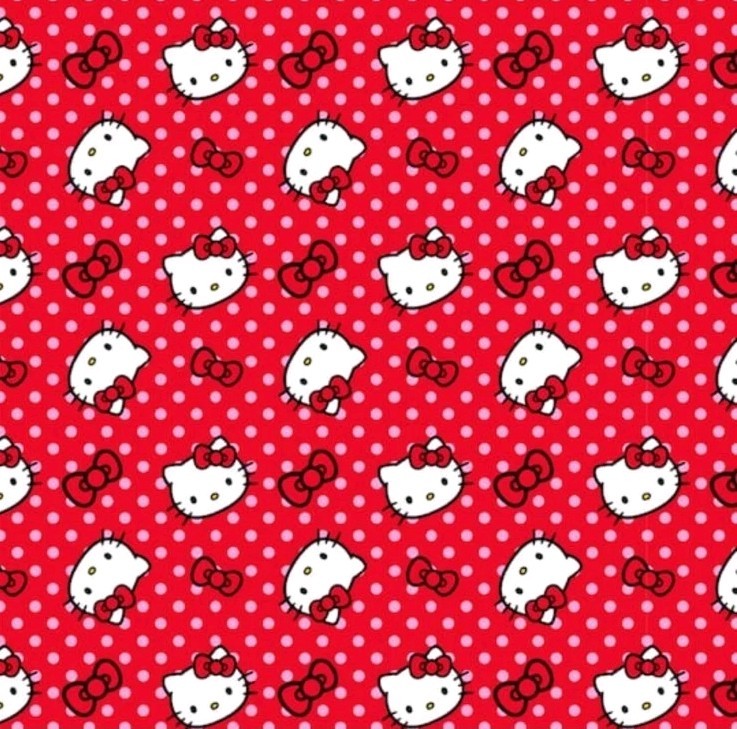 LINED WINDOW VALANCE CURTAIN 42 X 15 HELLO KITTY RED BOW POLKA DOTS