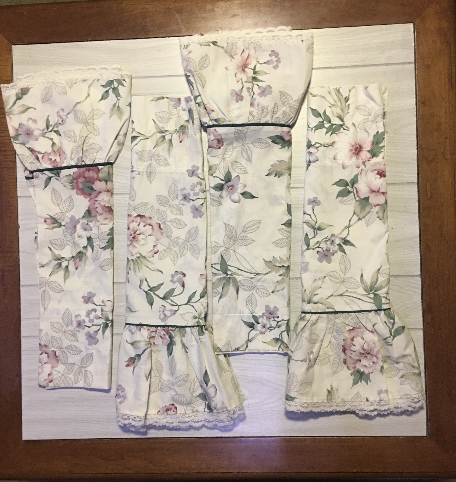 VTG Springmaid Valances Floral Lace Ruffle 44 x 23 Country Cottage Farmhouse USA