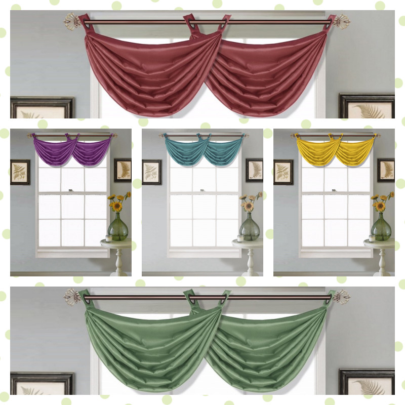 1V24 FAUX SILK WATERFALL WINDOW VALANCE BRONZE GROMMET KITCHEN HOME LIVING ROOM