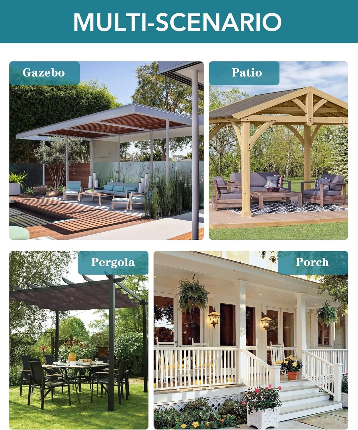 4-Panel Cream Outdoor Curtains – Waterproof & Windproof for Gazebo & Porch Decor