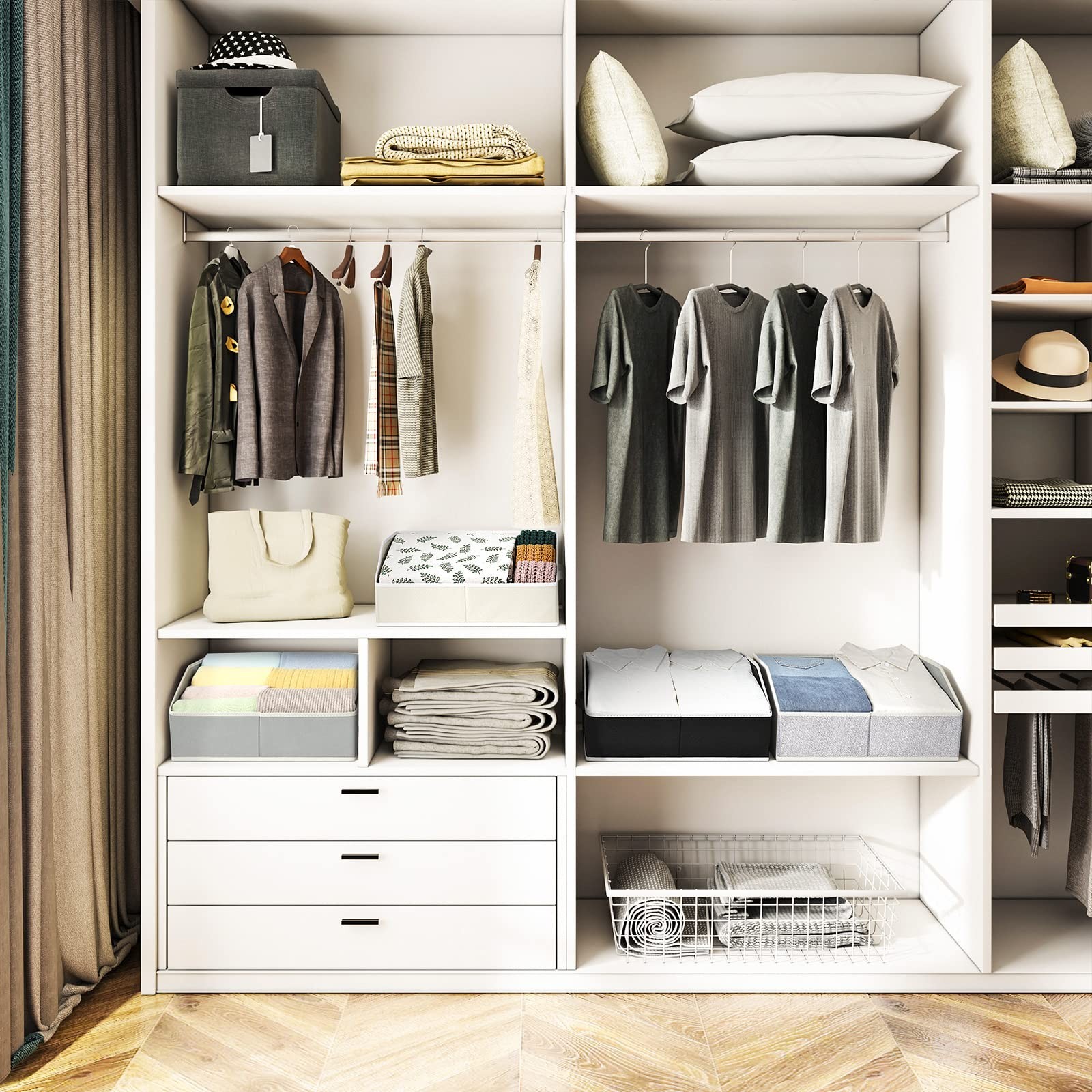 Closet Organizers Bins 6 Packs – Large Closet Shelf Organizer with Handles, F…