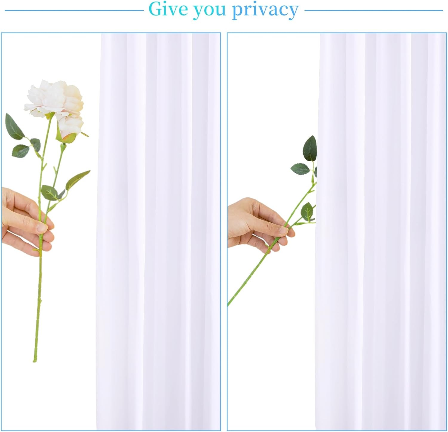 8 Panels White Backdrop Curtain for Parties Wedding Wrinkle White Photo Curtains