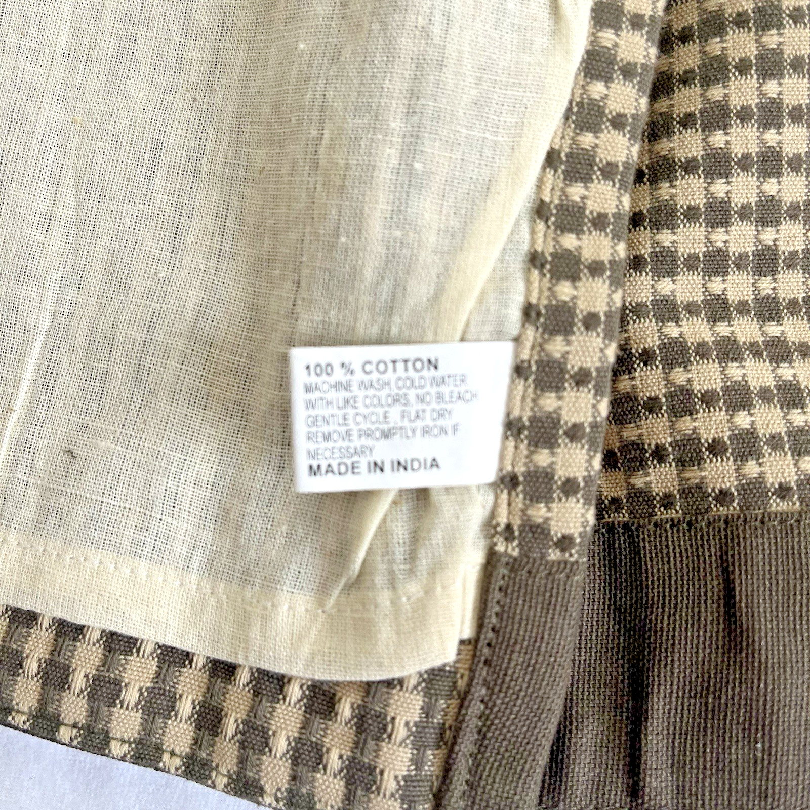 Raghu~Dobby Dots~Olive/Tan~Lined~100% Cotton~(1) VALANCE 12″L X 60″ W~Country