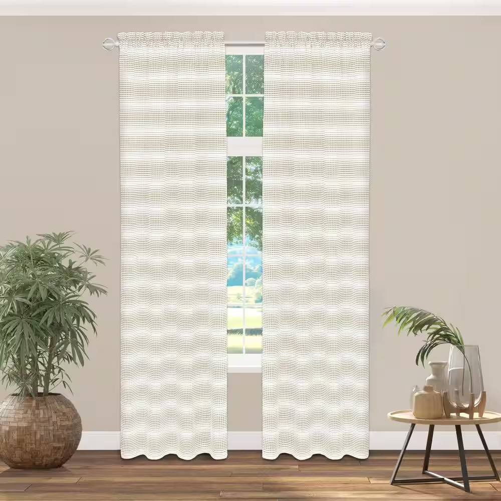 Gramercy Taupe Polyester Gradient Stripe 42In. W X 84In. L Rod Pocket Indoor Lig