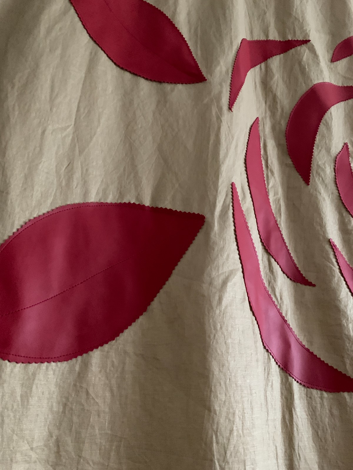 Vintage Large Flower/ Rose Pattern Appliqué Panel 46″W x 100″L