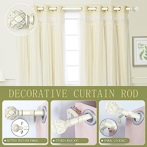 White Farmhouse Curtain Rods for Windows:18-45″ 18-45″ & 1pack Antique White