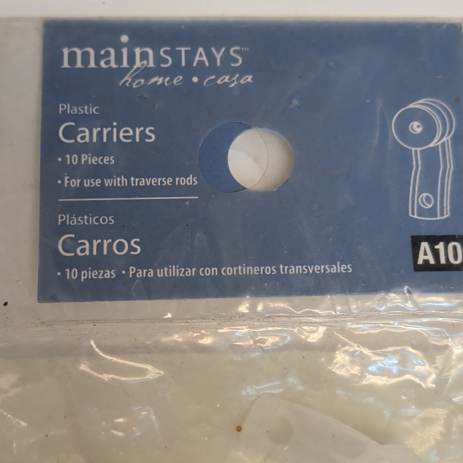 Mainstays White Plastic Curtain Carriers for Traverse Rods, 10 Pack A10