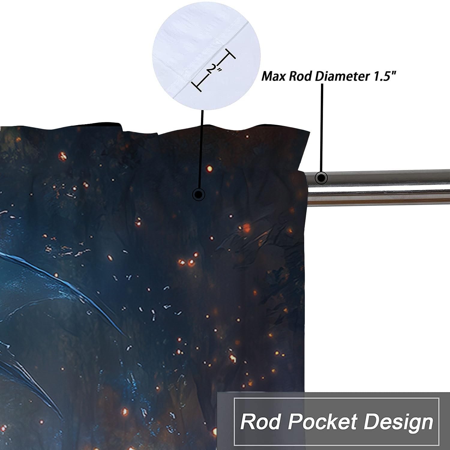 Dragon Forest Kitchen Curtains 2 Pack Fantasy Theme Magic Animal Rod Pocket D…