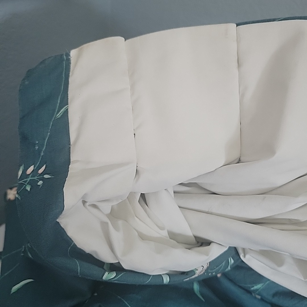 Vtg Custom Pleated Curtains Drapes Givenchy Green Floral Lined Cotton 100″x82″