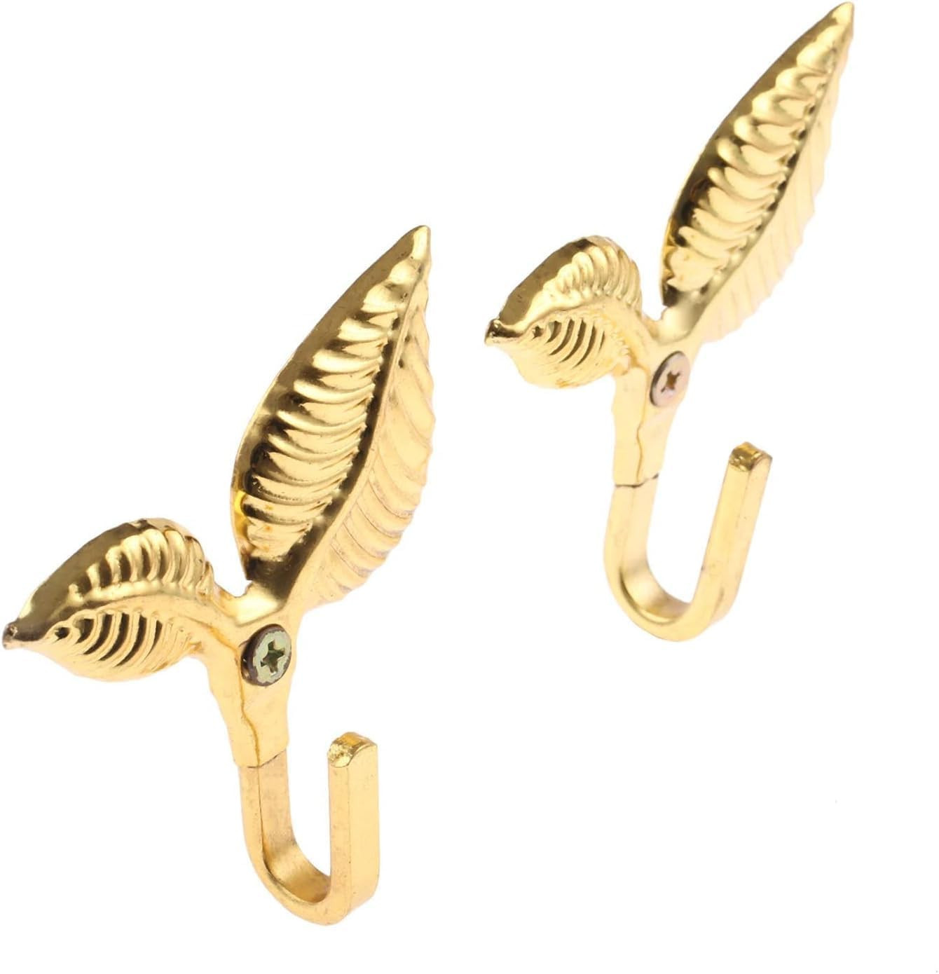 4Pcs Curtain Holdbacks Tieback Hooks Multifunctional Wall Hook Gold Vintage Leaf