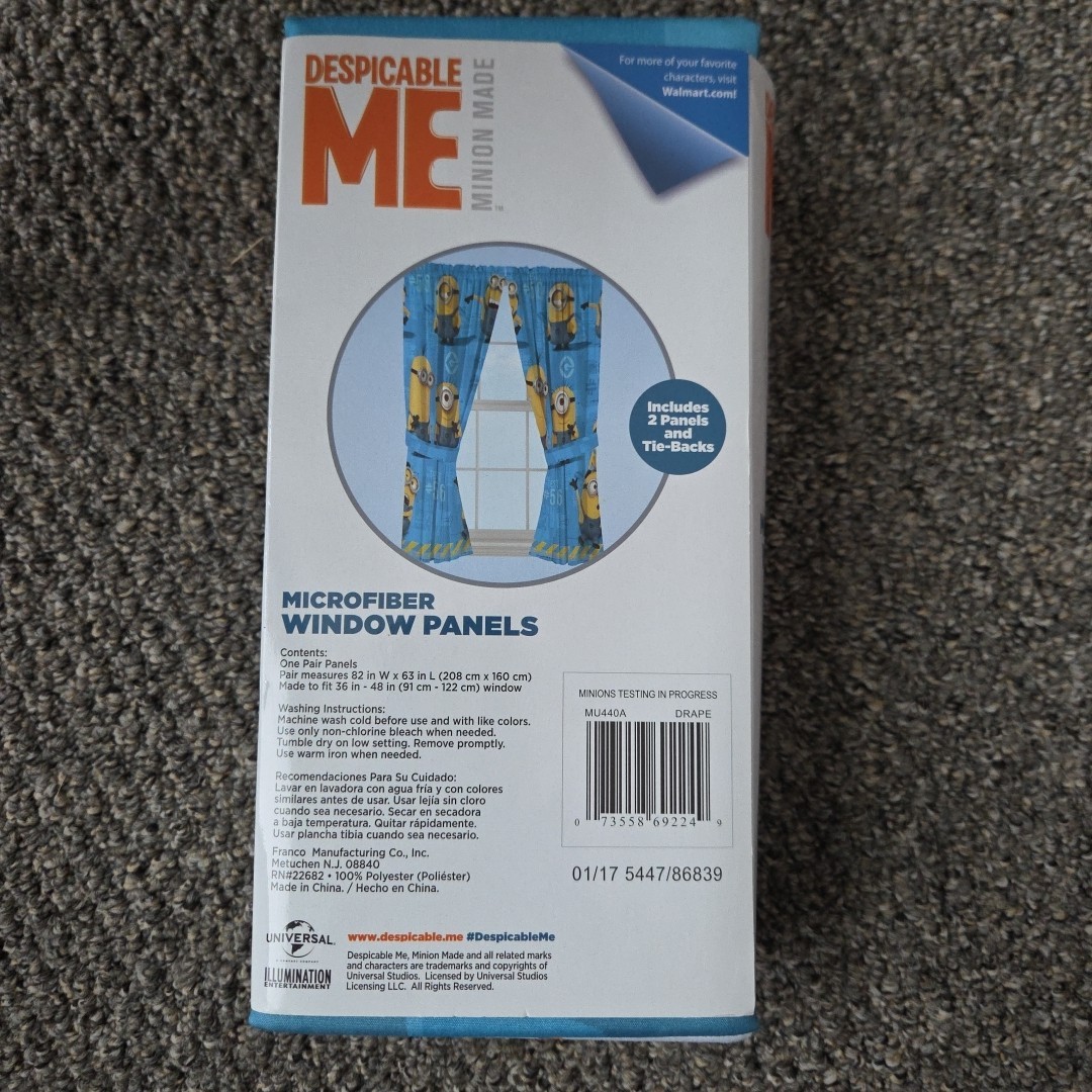 Despicable Me Microfiber Window Curtains Set Of 2 Panels Minions Kids Blue