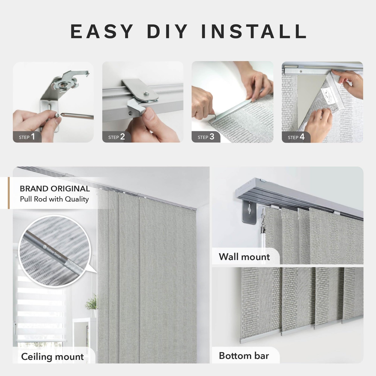Adjustable Sliding Panel Track Blinds,White Curtain Blinds For Sliding Glass …