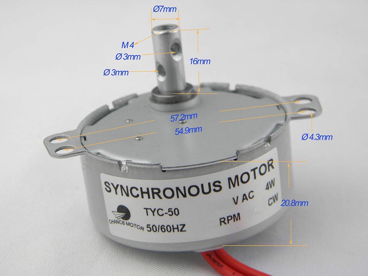 TYC50 Slow Speed Electric Motor 110V 1518RPM CW Turntable Fireplace Motor