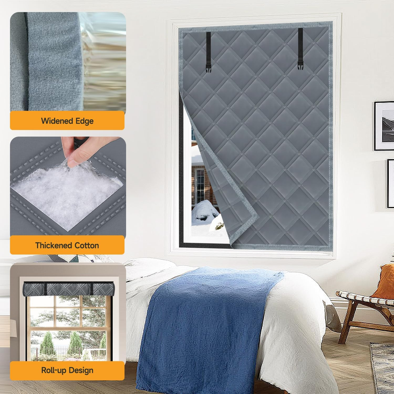Winter Insulated Window Curtain 63″X63″, Oxford Cloth Thermal Insulated Window C