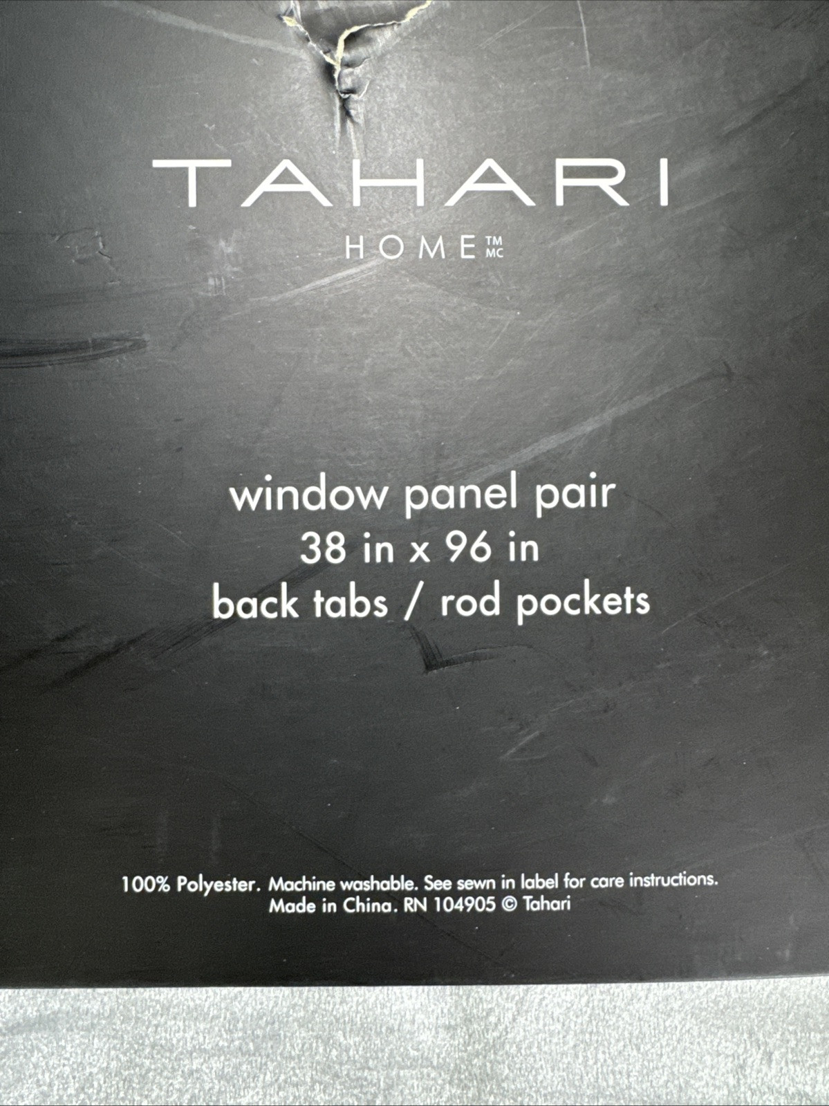 Tahari Home Gray Embroidered Polyester Window Panels Pair 38” x 96” ~New~