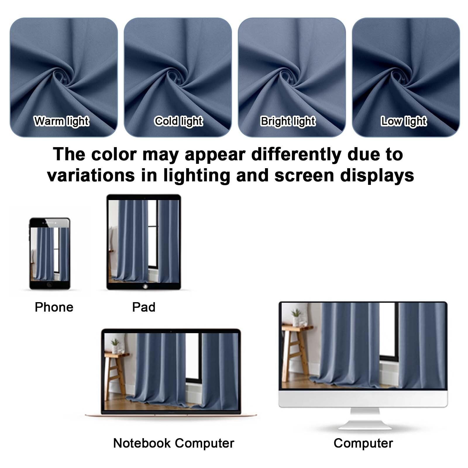 Denim Blue Blackout Curtains for Living Room 72 inches Long, Noise Reducing R…