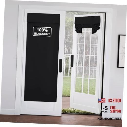 French Door Curtains for Window, 100%out Thermal 26″W x 72″L (Pack of 1) Black