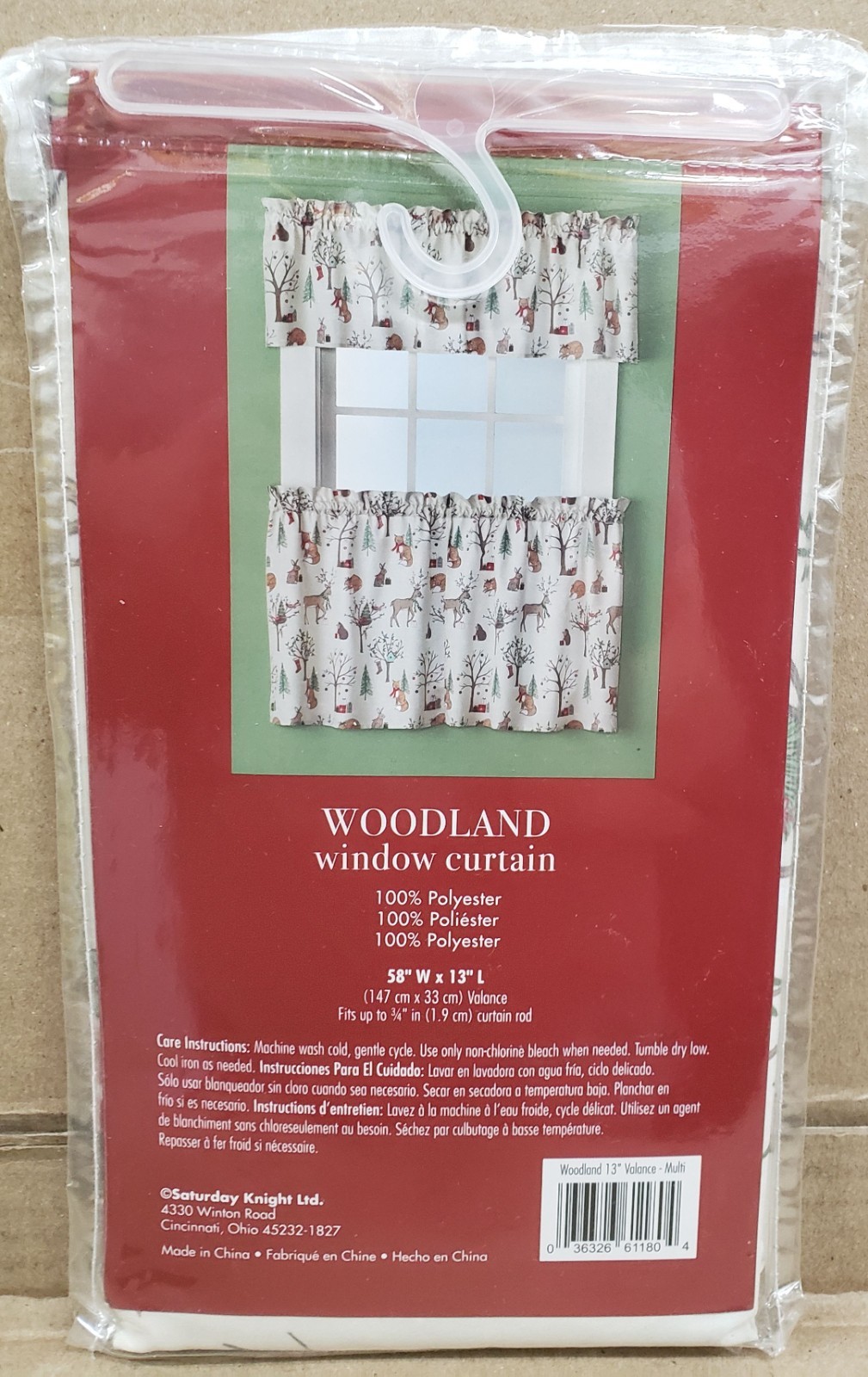 1 Fabric Printed Kitchen Valance (58″x13″) CHRISTMAS,WINTER WOODLAND ANIMALS,SKL