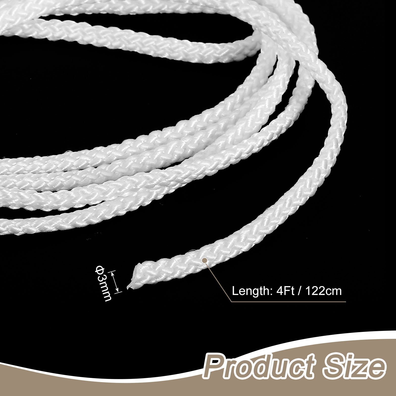 Cord Loop for Window Shades, 3mm 4Ft Window Blind Looped String, White