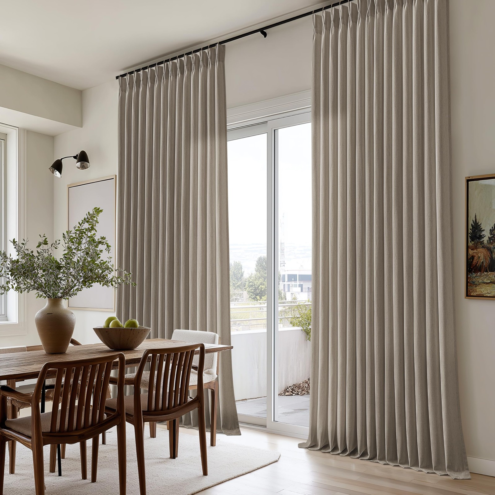 Dark Flax Curtains 102 Inches Long Pinch Pleated for Living Room 2 Panels Set…