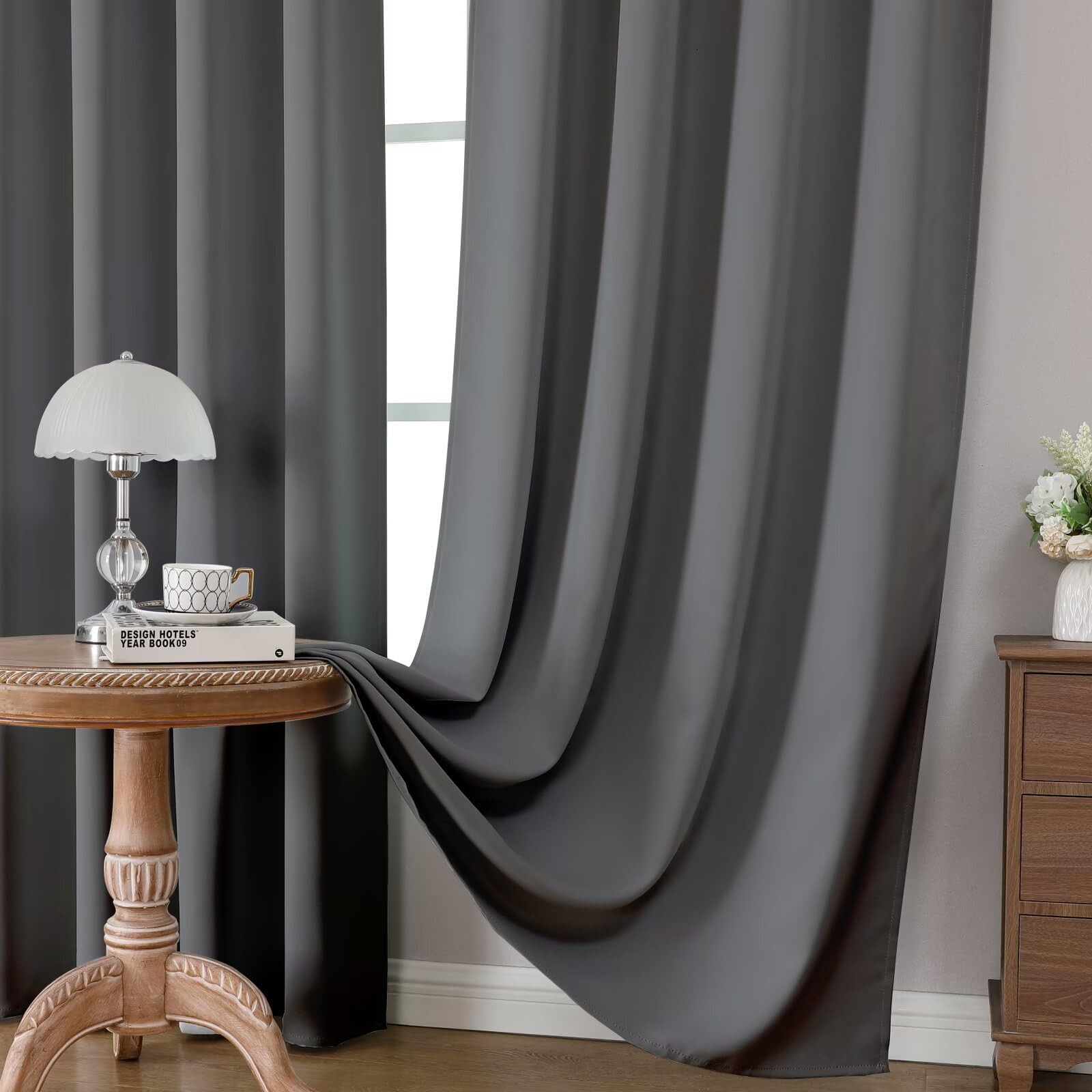 Light Grey Blackout Curtains 52W X 54L Pack Of 2 Thermal Insulated Privacy Dr…