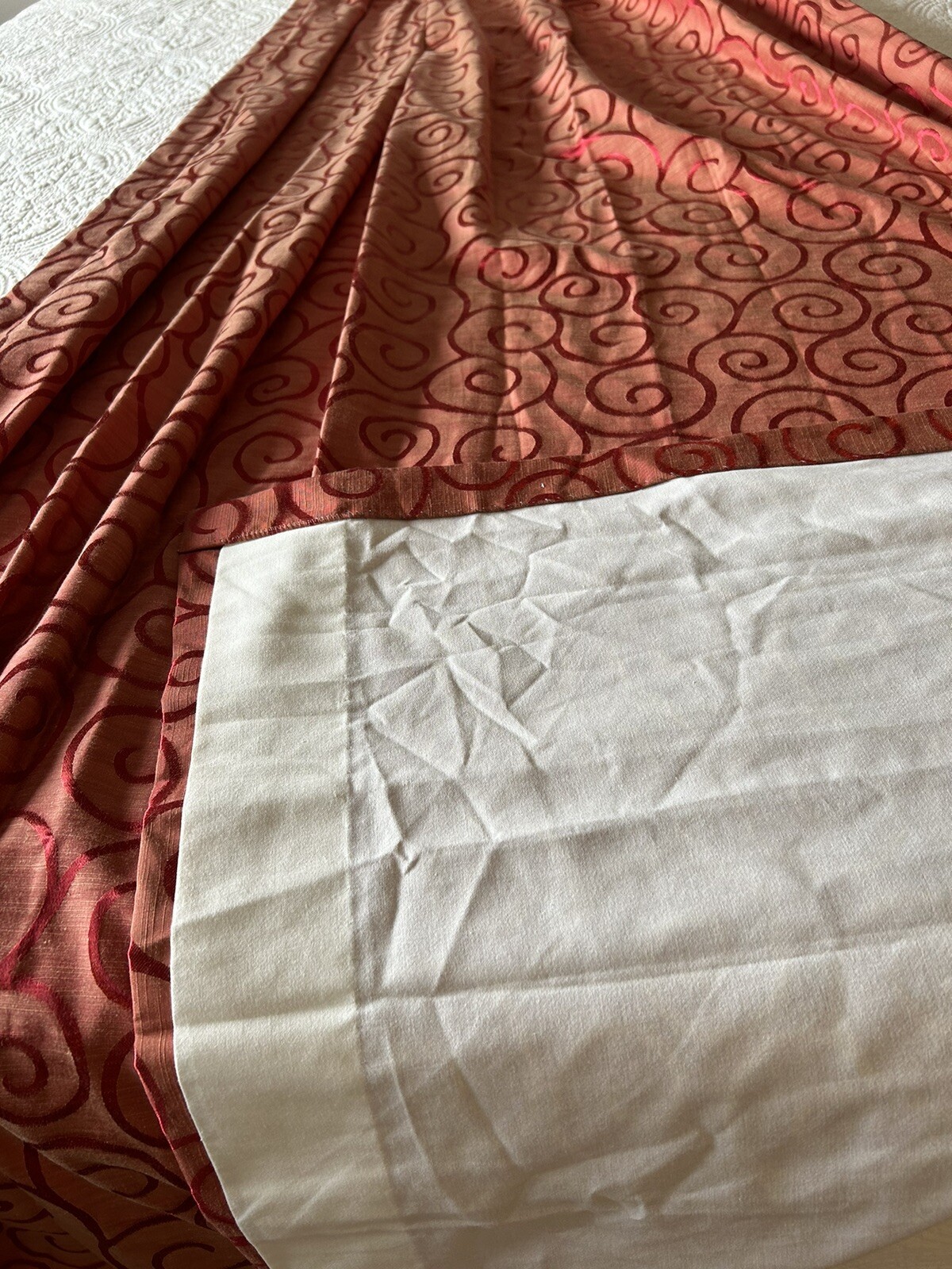 Custom Drapery Panels 88”L Pair Lovely Shades Of Cranberry Pleated