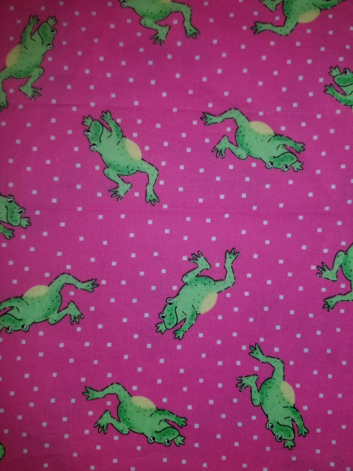 LINED WINDOW VALANCE CURTAIN 42 X 12 FROG FROGS JUMPING LEAPING POLKA DOTS