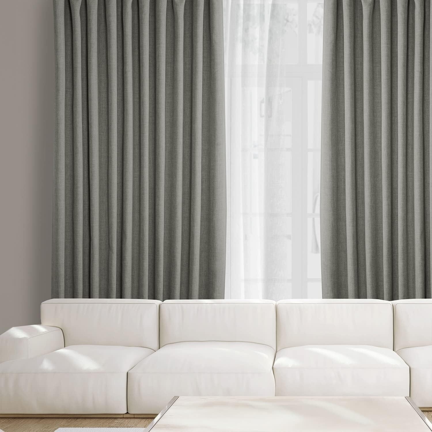 1 Panel Blazer Grey 84″L x 100″W Linen Darkening Curtains Bedroom Living Room