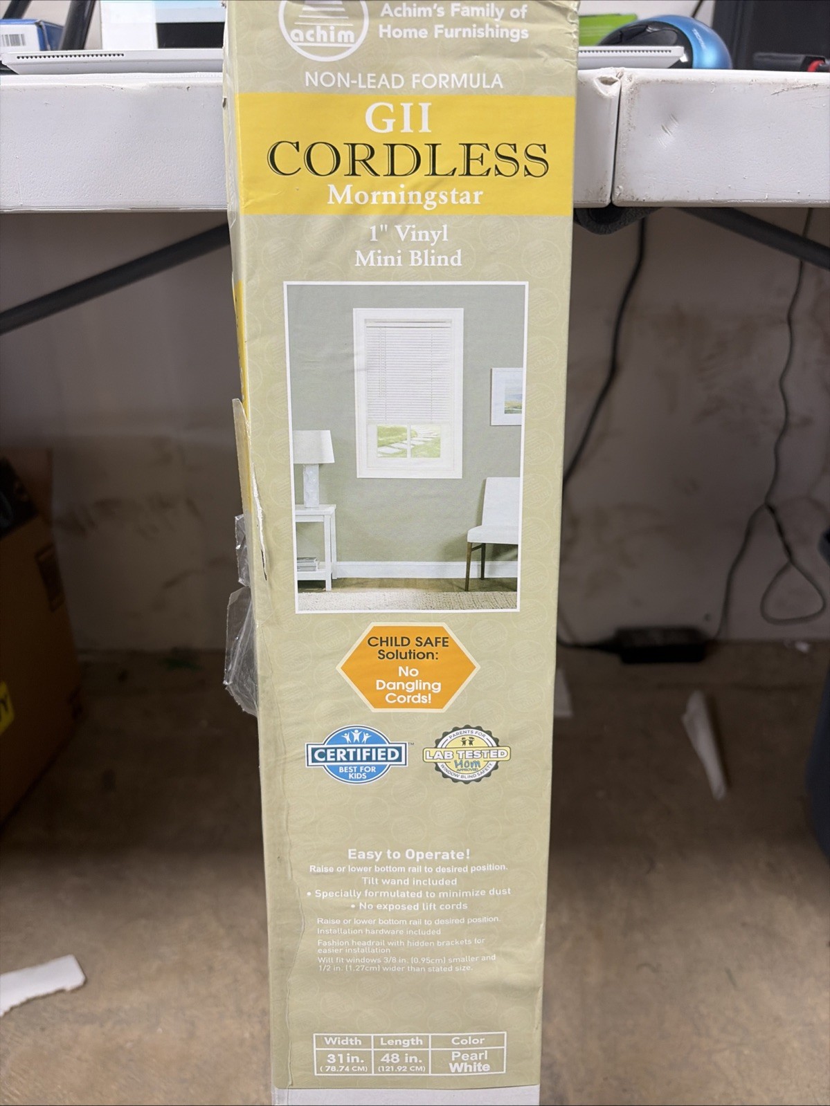 Gii cordless morningstar 1″ mini blind 31 x 48 pearl white