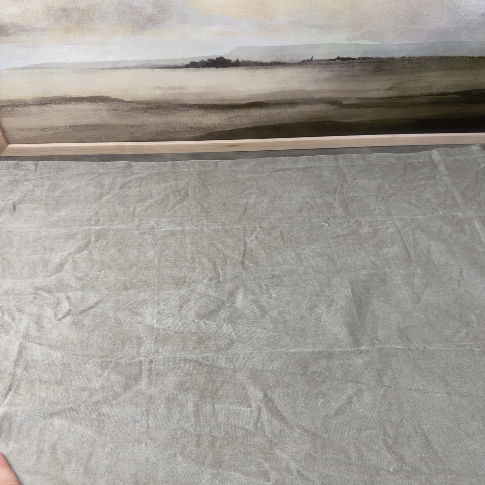 West Elm (1) Cotton Velvet Unlined Curtain Drape 48” x 84” Elm Wrinkled NWOT