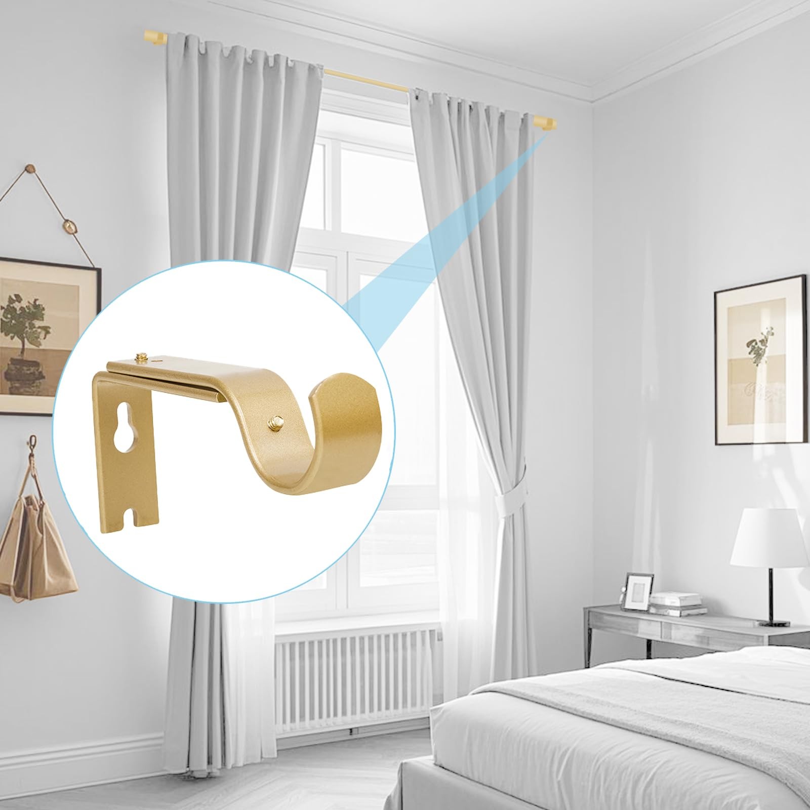 Heavy Duty Adjustable Gold Hook Hangers Premium Wall Brackets Fits 7/8 1 Inch