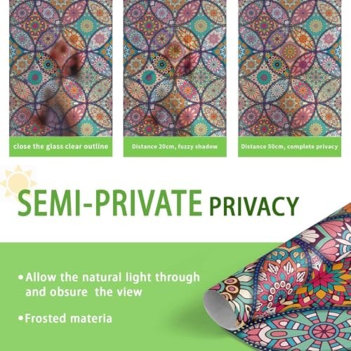 Stained Glass Window Film Privacy Decorative Static Cling Non-Adhesive Frosted