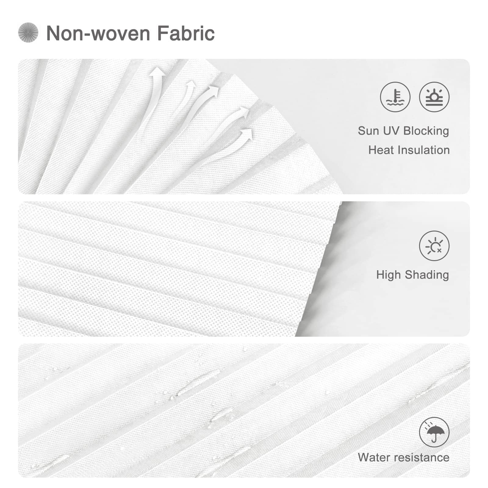 MALOKI Temporary Window Blinds, Pleated Shades 24″W x 59″H, White – 1 Pack