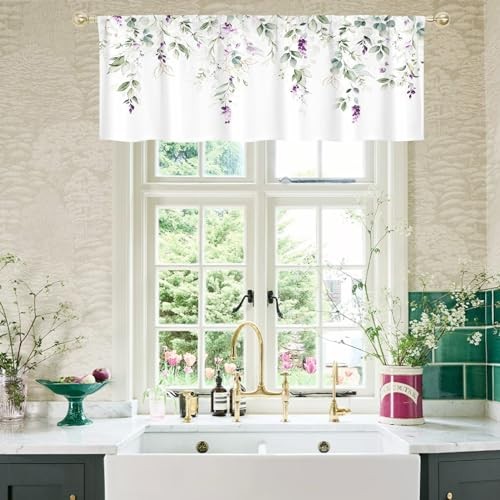 Sage Green Botanical Kitchen Curtains 52″W x 18″L (Pack of 1) A6 – Sage3
