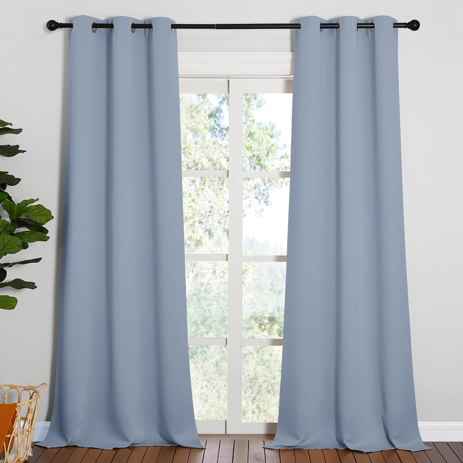 NICETOWN Vintage Blue Blackout Curtains 2 Panels 42×90 Thermal Insulated Drapes