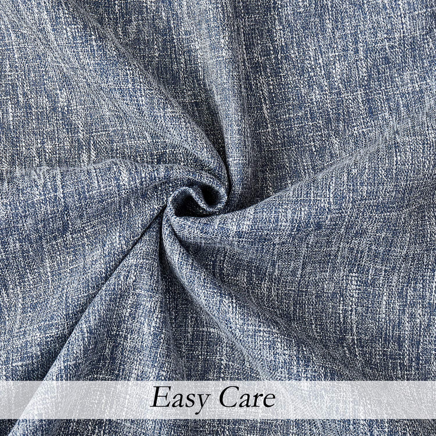 Central Park Navy Solid Full Blackout Curtain Heavy Linen Texture Window