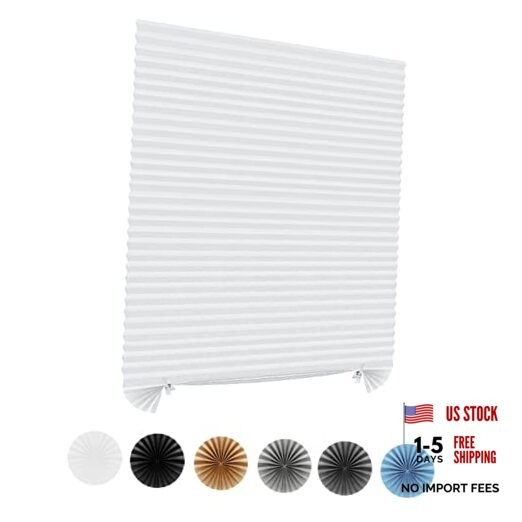 Window Blinds Cordless No Drill Cut to Size Clip On 24″W x 59″H White – 1 Pack