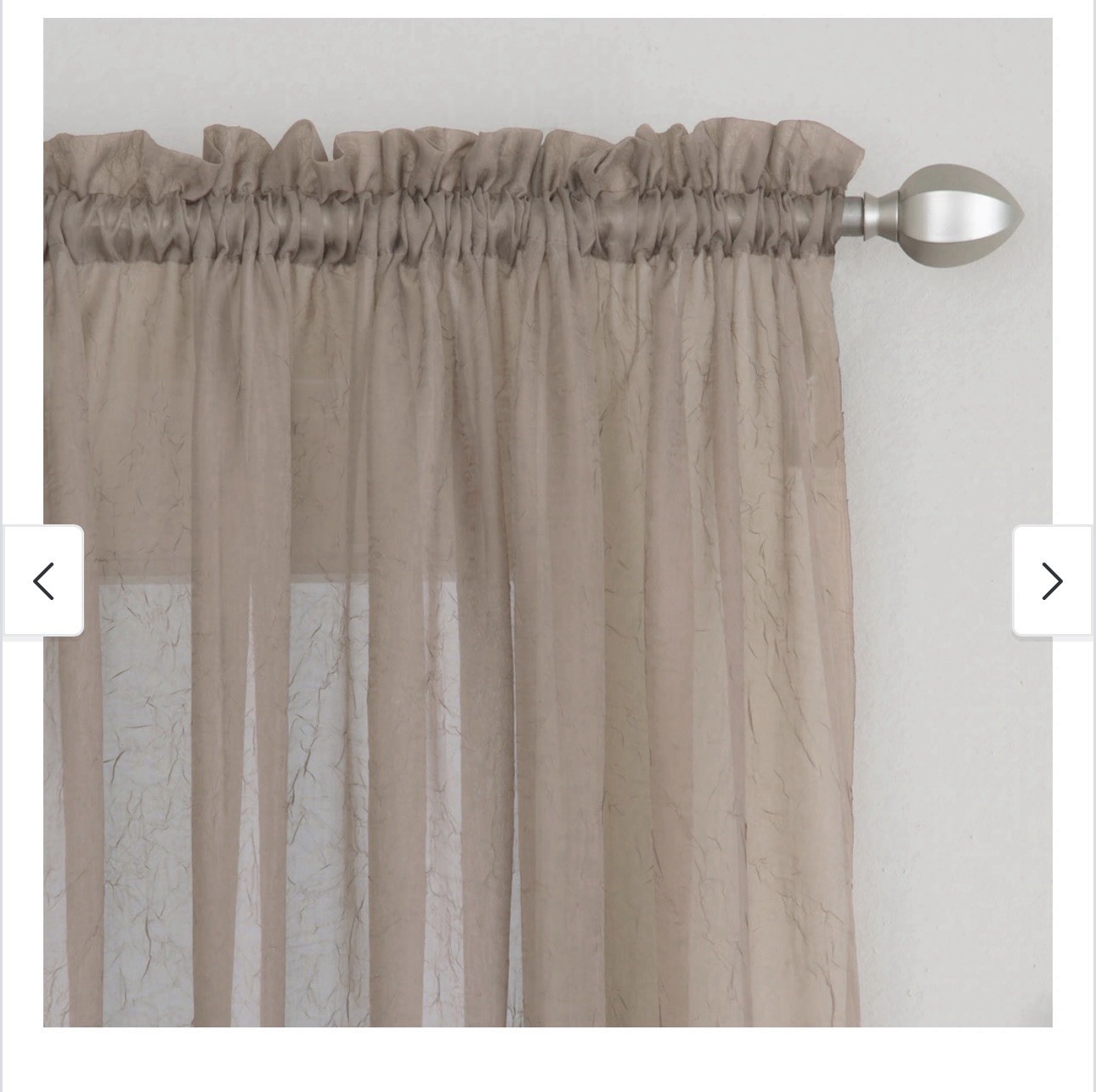 Miller Preston sheer light filtering rod pocket curtain panel 52 x 84in taupe