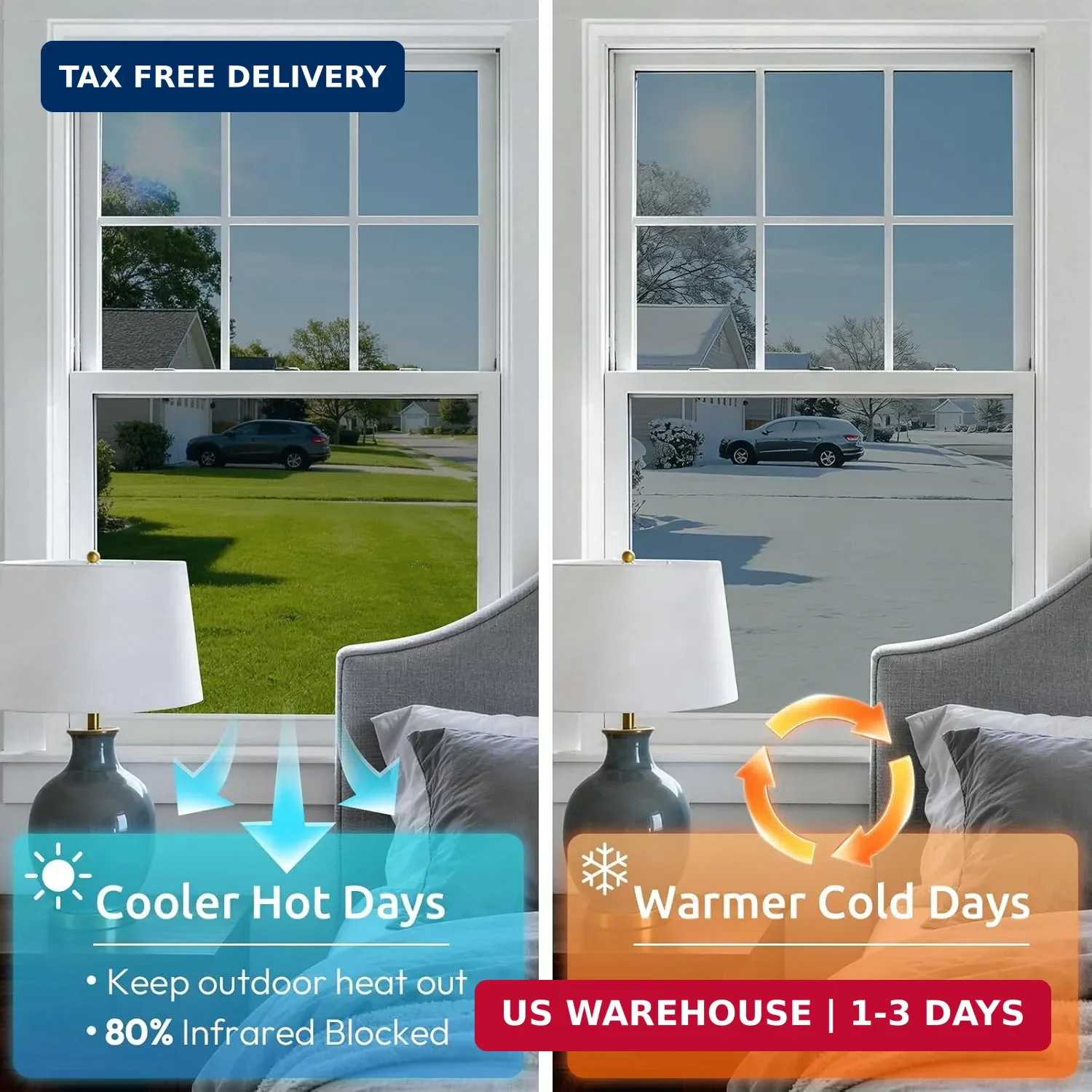 rabbitgoo One Way Privacy Window Film Window Tint for Home with Tools, UV Blocki