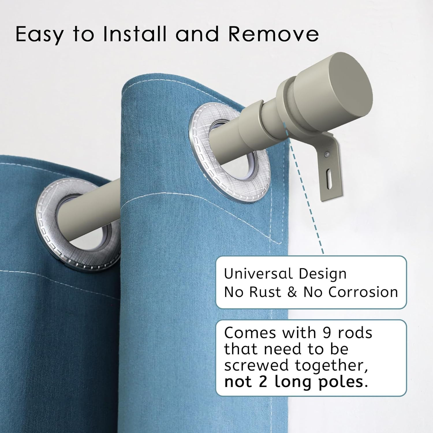 Byondeth Curtain Rods for Windows 16 to 144 Inches Adjustable Length 1 Inch Diam