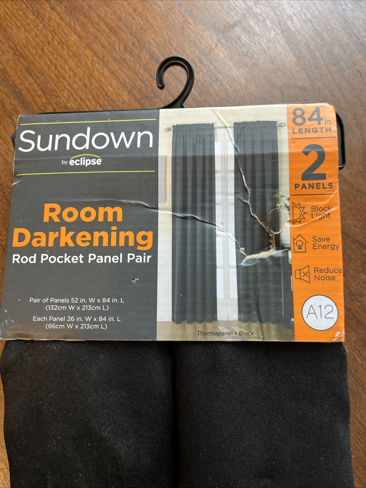Sundown by Eclipse Room Darkening Window Curtains Set of 2 52″ x 84″ Black (ls)
