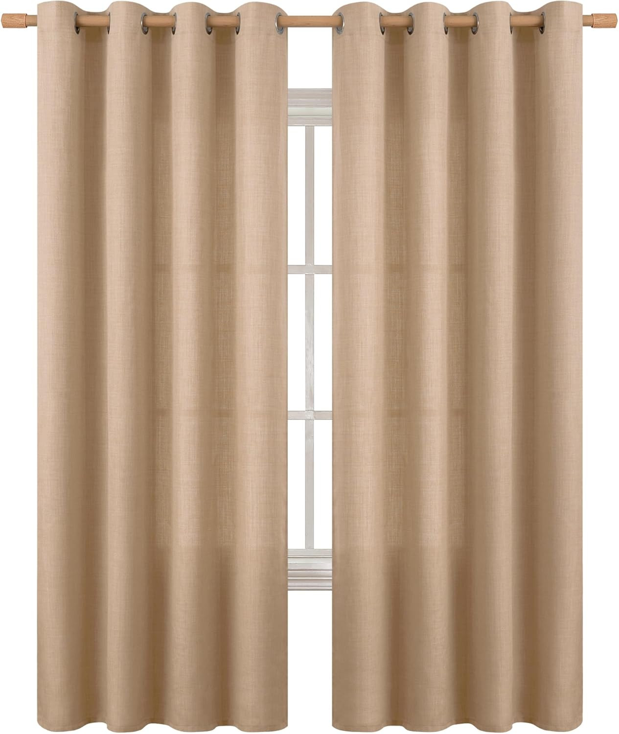 Faux Linen Curtain W52 X L84 2 Panels Grommet Textured Light Filtering
