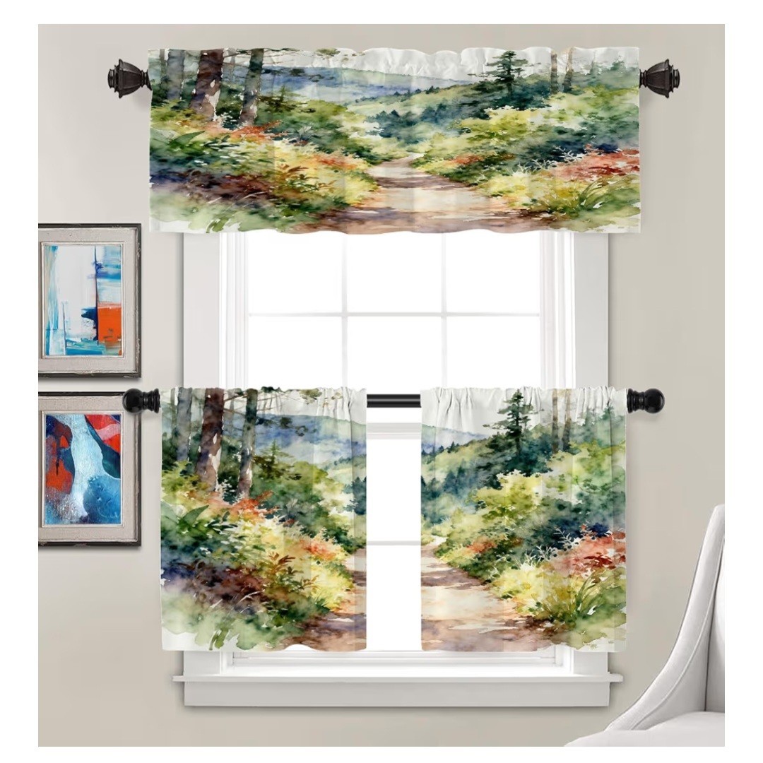 Batmerry Landscape Mountain Kitchen Valance-52″x18″-NEW IN ORIG PKG