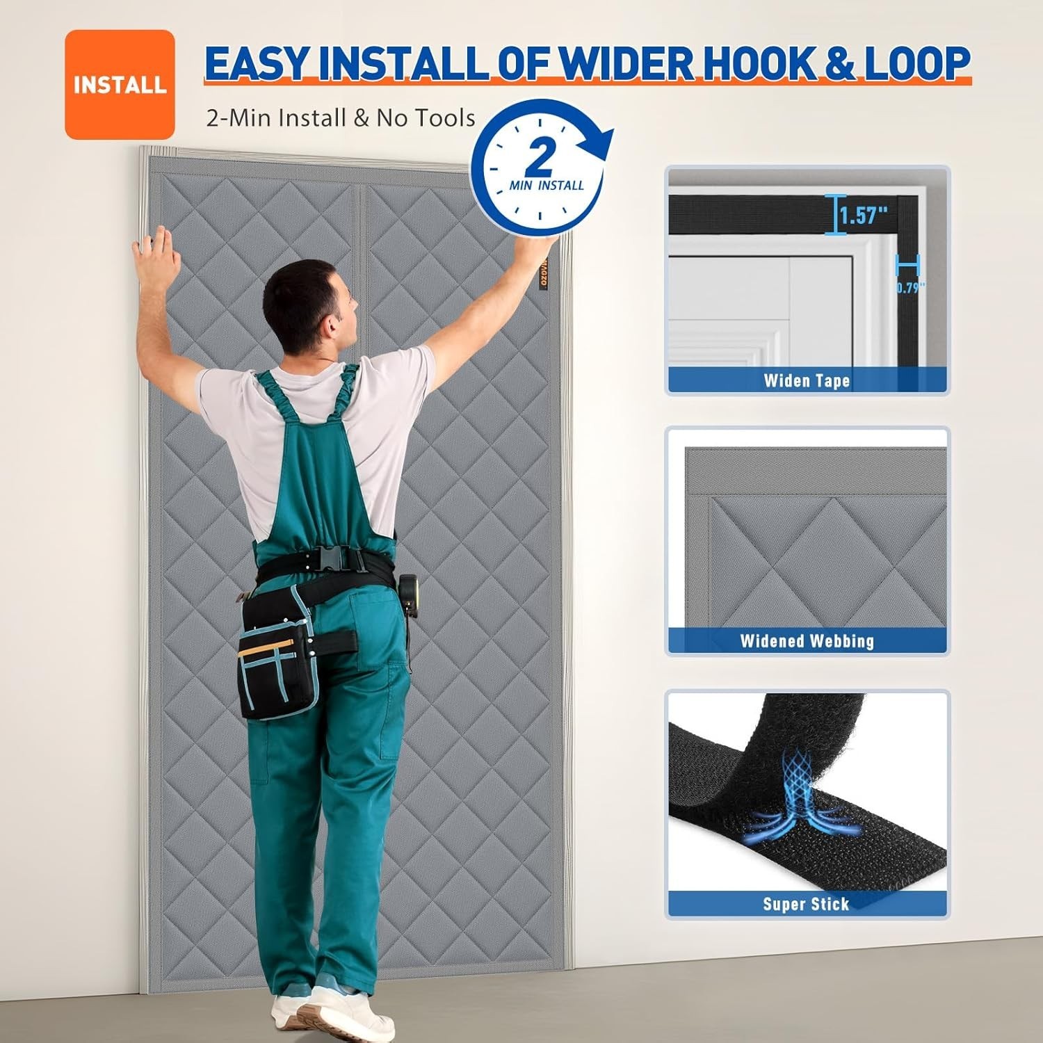 Magnetic Thermal Insulated Door Curtain Fits Door Size 36″ x 80″ Oxford Cloth