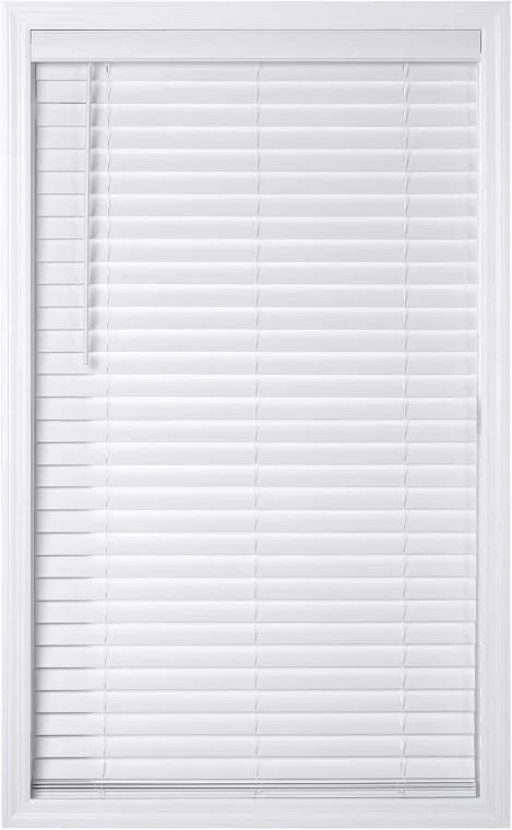 White Cordless 2 in. Faux Wood Blind 21.5 in. W x 64 in. L