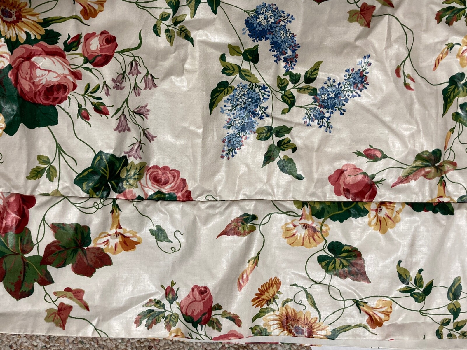 Custom VALANCE Floral POLISHED COTTON Chintz GATHERED Rod Pocket 80’S 24×74