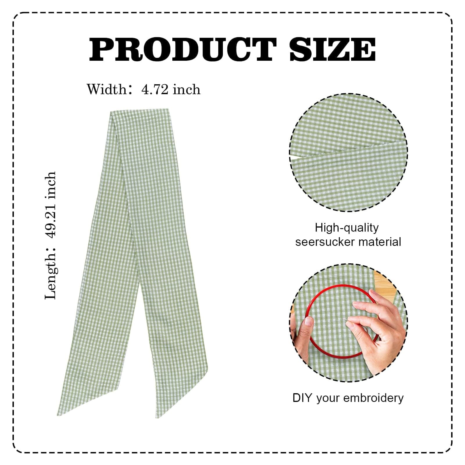 NUVCELKA Green White Gingham Wreath Sash for Front Door Wreath, Large,
