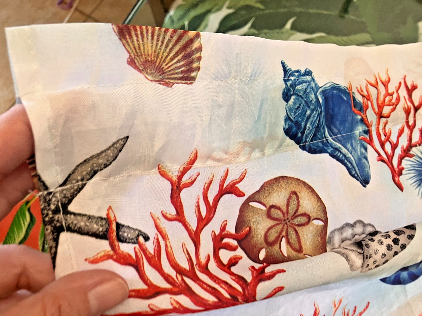 3 PC Kitchen Curtain Set COASTAL Shells Coral Sand Dollars 57”x13.5” and 36”x28”