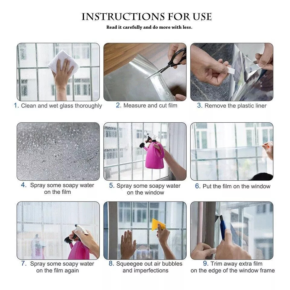 Privacy Home/House Sun Block One Way Mirror Window Film paper UV Reflective Tint